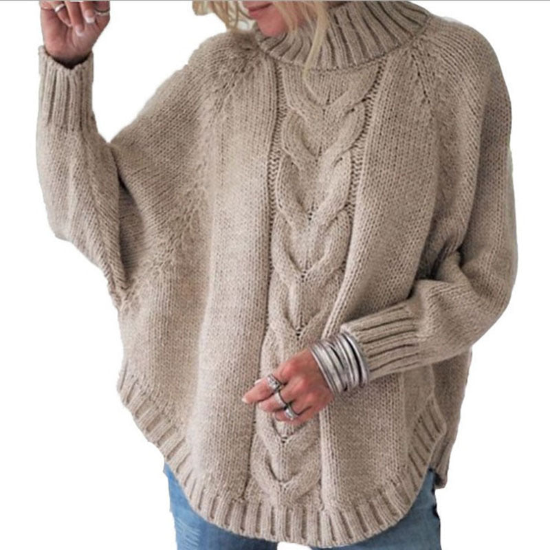 Loose Bat Sleeve Knitted Women's Sweater