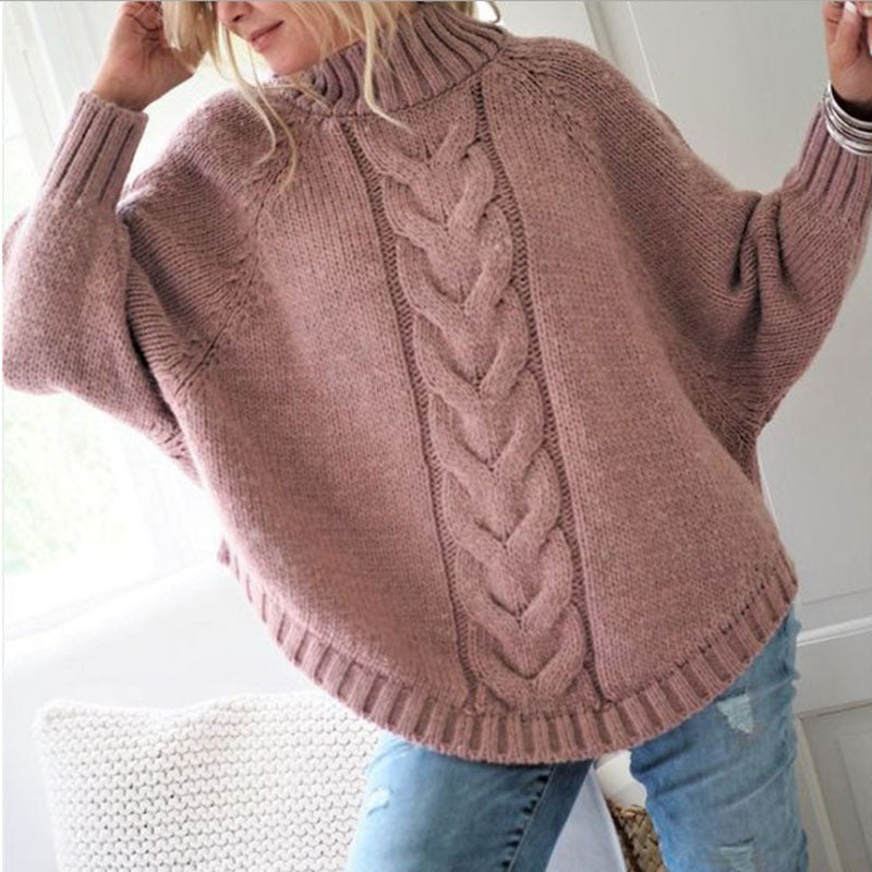 Loose Bat Sleeve Knitted Women's Sweater