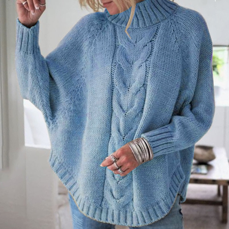 Loose Bat Sleeve Knitted Women's Sweater