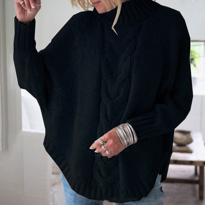 Loose Bat Sleeve Knitted Women's Sweater