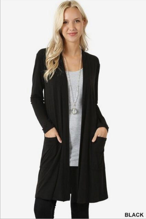 Simple Coat Long Sleeve Mid-length Cardigan