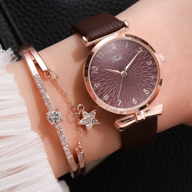 Luxury Magnetic  or Leather Watch And Bracelet Set