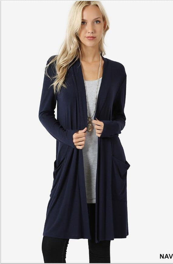 Simple Coat Long Sleeve Mid-length Cardigan