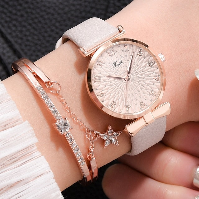 Luxury Magnetic  or Leather Watch And Bracelet Set