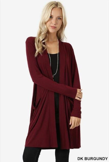 Simple Coat Long Sleeve Mid-length Cardigan