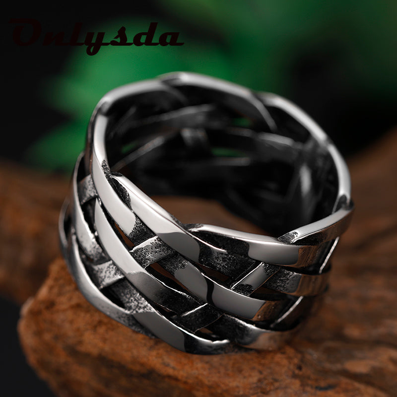 Vintage Weave Stainless Steel Rings | Slick Ring