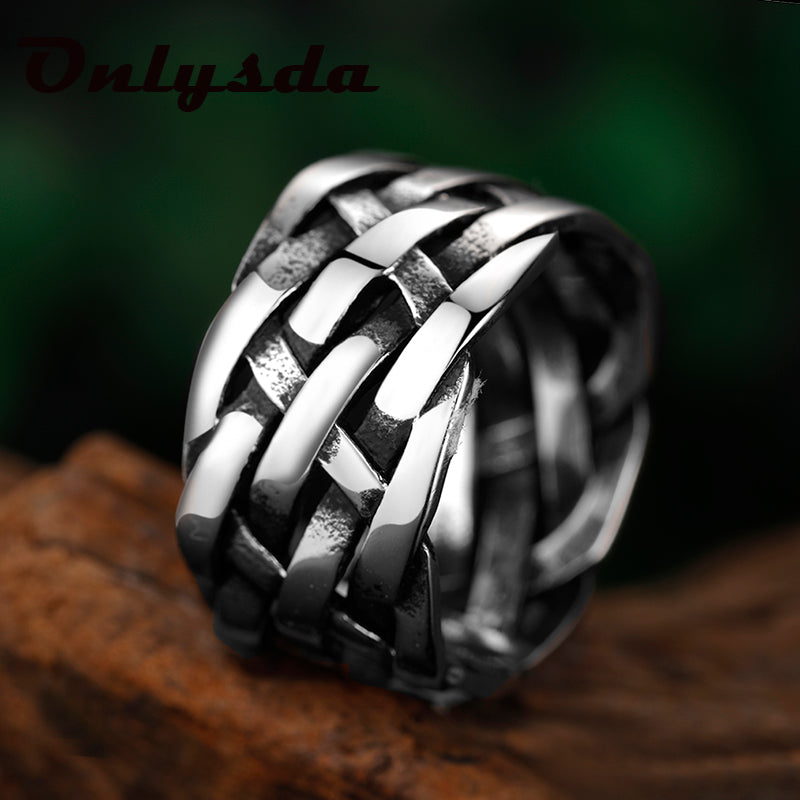 Vintage Weave Stainless Steel Rings | Slick Ring